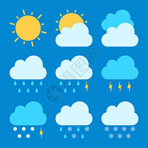 天气预报图标集晴天界面蓝色闪电插图阳光温度天空网络太阳图片