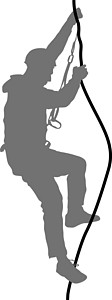 白色背景上的黑色剪影攀岩者 它制作图案矢量远足危险首脑绳索成人齿轮男人挑战自由活动图片