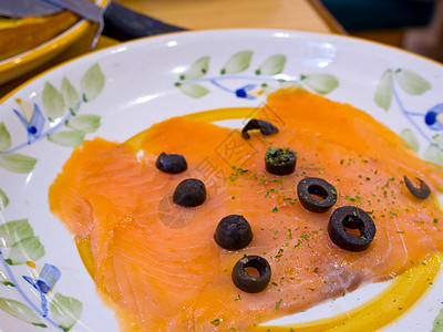 挪威烟熏鲑鱼乡村美食小吃盘子餐厅治愈起动机烹饪草本植物海鲜图片
