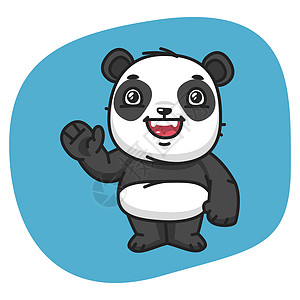 熊猫挥手竹熊艺术吉祥物漫画卡通片动物问候语夹子爪子插图图片