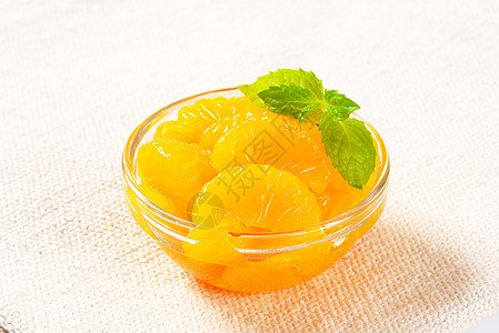 橘子花中日文橘子片段食物罐装柑桔罐头玻璃水果背景