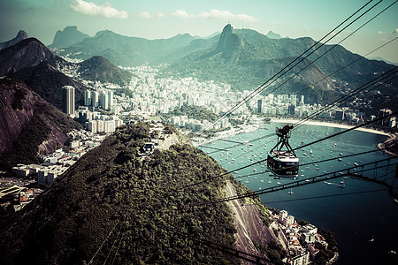 前往里约热内卢糖 Loaf的有线汽车吸引力全景缆车海岸地标景观岩石城市天堂爬坡图片