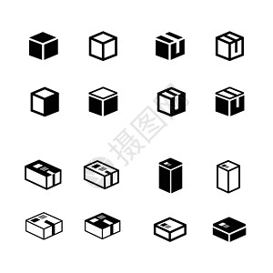 框图标集纸盒邮政网络插图送货船运正方形礼物惊喜案件高清图片