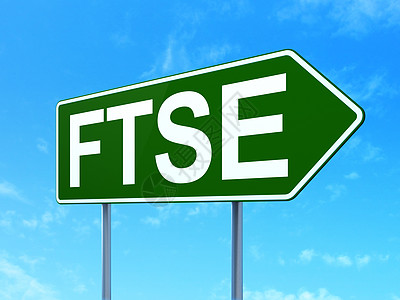 股票市场指数概念 道路标志背景FTSE木板蓝色经济战略天空招牌3d贸易指针王国图片