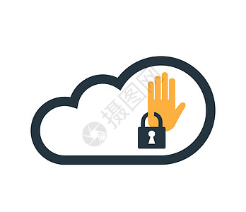 具有安全图标的云计算商业互联网报名剪影授权插图数字化电脑下载钥匙图片