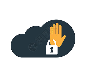 具有安全图标的云计算帐户服务授权钥匙剪影网络标识互联网密码服务器图片