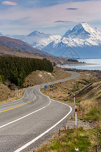 通往新西兰库克山的电影之路冰川地块旅行环境森林风景旅游顶峰高地全景图片