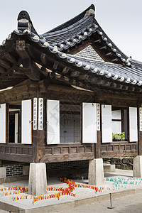 南韩首尔南韩南桑戈尔花木村的韩国老屋旅游村庄地标博物馆游客住宅建筑学木头贮存城市图片