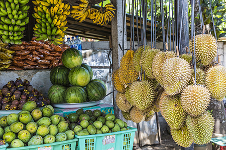印度尼西亚巴厘村的露天水果市场 3山竹橙子假期空气荔枝香蕉丛林热带龙眼热情图片