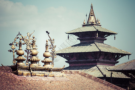 尼泊尔加德满都Durbar广场佛教徒旅游遗产旅行石头雕塑雕像游客历史建筑学图片