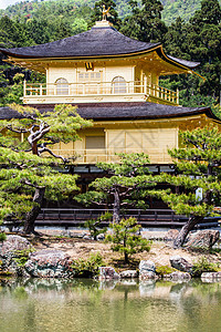 京都著名的金金馆日本神社木头旅行休息地标建筑文化树木纪念碑森林图片