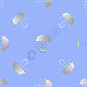 蓝色 Sk 上的降落伞无缝模式卡通片速度爱好危险旅行插图天空绳索活动风险图片