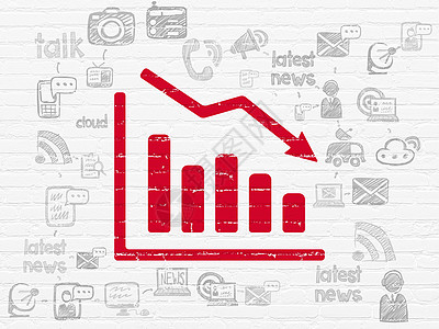背景墙上的新闻概念下降图图表公告草图通讯绘画红色市场流程图方案文章图片