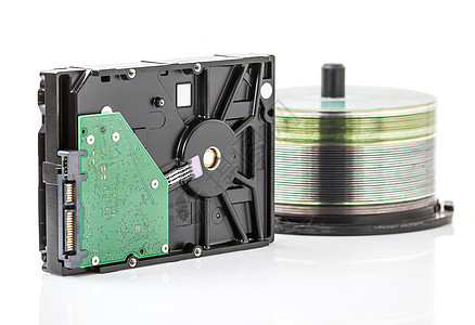 硬盘驱动器和Dvd光盘电路电路板电脑服务器案件磁盘白色硬件数据驾驶图片