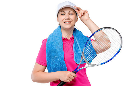 专业网球手戴棒球帽 带毛巾和毛巾图片