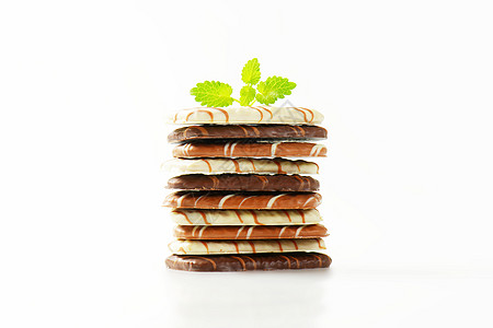 比利时各种巧克力奶油饼干组合糖果食物长方形团体背景图片