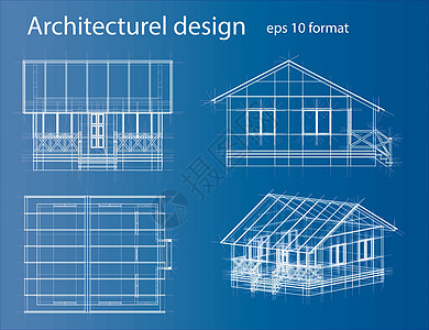 房屋线框结构 韦克托住房蓝图建筑原理建筑学渲染创造力插图3d绘画图片