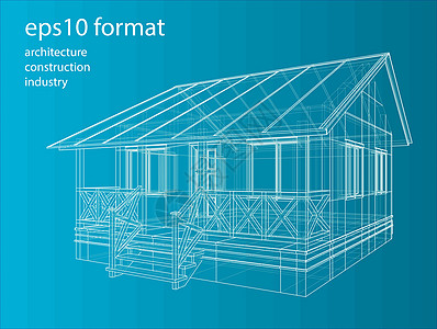房屋线框结构 韦克托渲染插图原理工程住房房子住宅项目草图建造图片