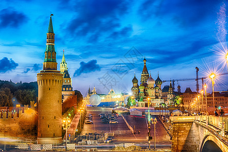 俄罗斯莫斯科黄昏红广场的景象 俄罗斯莫斯科教会蓝色首都宗教博物馆圆顶文化建筑历史旅行图片