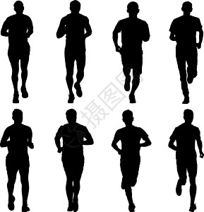 套剪影 短跑运动员 它制作图案矢量图肾上腺素行动成人街道男人赛跑者插图冠军游戏女士图片