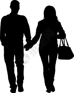 剪影男人和女人手拉手走路职员男性女性插图成人白色身体伙伴男生夫妻图片