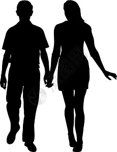 剪影男人和女人手拉手走路黑色身体绅士白色男性性别合伙男生职员婚姻图片