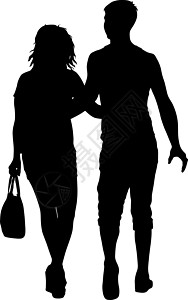 剪影男人和女人手拉手走路女士合伙男生成人身体插图绅士夫妻伙伴男性图片