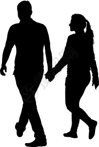 剪影男人和女人手拉手走路白色男性伙伴男生身体性别父母夫妻家庭插图图片