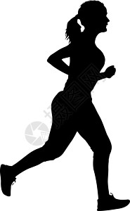 黑色剪影跑步者在白色背景上冲刺女性速度优胜者训练街道女士行动赛跑者竞赛跑步冠军图片