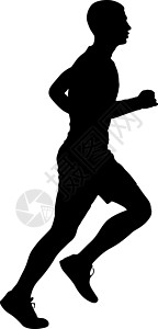 白色背景上的黑色剪影赛跑者冲刺男子身体赛跑者成人街道男人团体训练肾上腺素游戏短跑图片