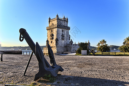 葡萄牙里斯本的地标石头城堡旅行历史蓝色堡垒历史性建筑学旅游图片