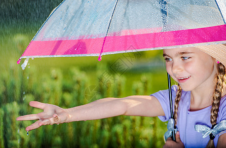 夏雨孩子透明度下雨乐趣雨量风暴天气蓝色图片