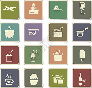 食物和厨房图标 se玻璃茶包冰淇淋煤气灶水果平底锅擀面杖杯子背景图片