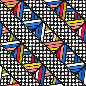 多彩明亮的无缝模式装饰品生日卡片纺织品墙纸邀请函织物插图乐趣三角形背景图片