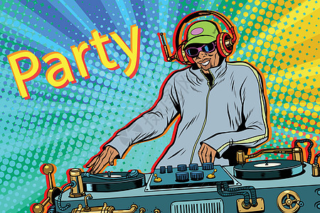 DJ男孩派对混合音乐乐器插图男人迪厅庆典展示夜生活夜店舞蹈爆炸图片