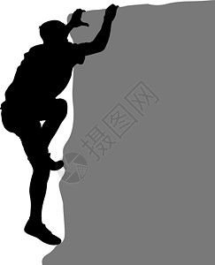 白色背景上的黑色剪影攀岩者冒险活动挑战插图危险顶峰救援石头绳索风险插画