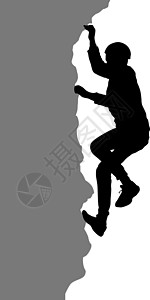 白色背景上的黑色剪影攀岩者冒险悬崖岩石危险男人绳索运动力量风险挑战图片