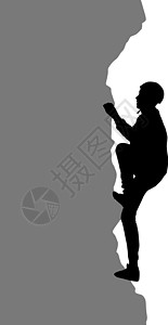 白色背景上的黑色剪影攀岩者石头插图活动行动悬崖远足自由挑战风险运动图片