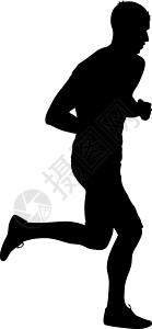 白色背景上的黑色剪影赛跑者冲刺男子游戏男人运动短跑训练运动员肾上腺素身体速度男性图片