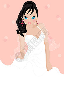 美丽的新娘粉色魅力奢华白色公主女孩裙子卡通片发型女士图片