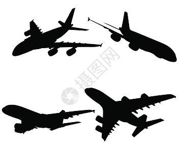 白色背景上的 A380阴影冒充姿势剪影插图背景图片