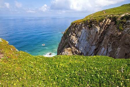 Cape Roca 西欧洲最偏僻的欧洲葡萄牙海洋吸引力支撑悬崖蓝色地标旅游灯塔海岸石头图片