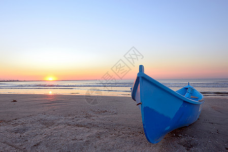 渔船和日出橙子旅游风景日落热带假期阳光海岸钓鱼支撑图片