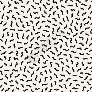复古几何线条塑造无缝图案 抽象的混乱纹理 黑白散状图片
