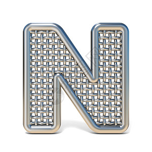 轮廓金属丝网字体 LETTER N 3错误网格管子边缘技术穿越合金建造平铺字母图片