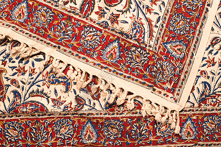 伊朗地毯和地毯丝绸手工蓝色艺术挂毯手工业装饰品富裕材料小地毯背景