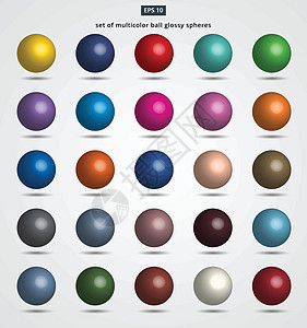 它制作图案的多色球光泽球体集玻璃红色气泡球体网络按钮蓝色绿色阴影反射图片