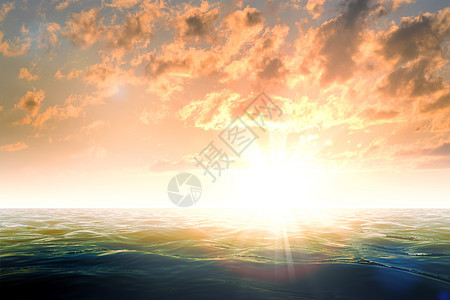 美丽的日落或海中日出日出天空风景地平线蓝色太阳海滩阳光图片