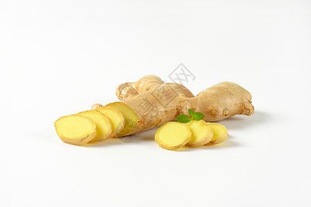 切片姜根食物根茎背景图片