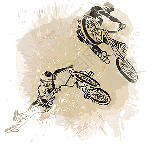 骑手在艺术抽象背景上跳跃男人城市速度小轮车冒险文化车轮乐趣演员男性图片
